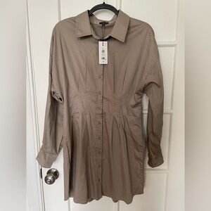 Dynamite Clothing - Grey/Tan Button Up Dress - Size Large - NWT